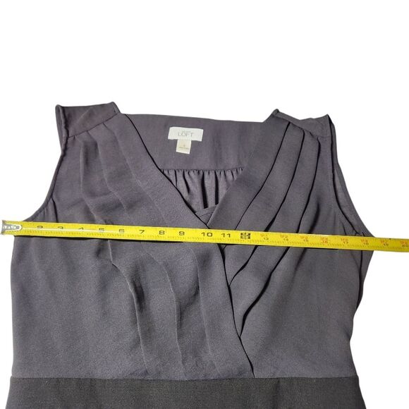 LOFT Black Sleeveless Dress Pencil Sheath Short Wrap Sheer Silk Fitted Classic 8 - Picture 11 of 16